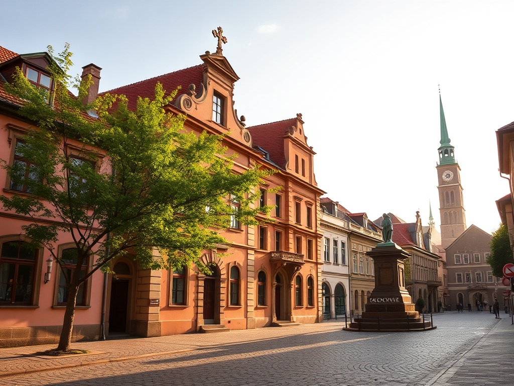 Panorama Górowa Iławeckiego ukazująca architekturę i krajobraz miejski